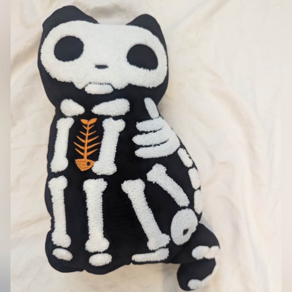 Cat skeleton pillow